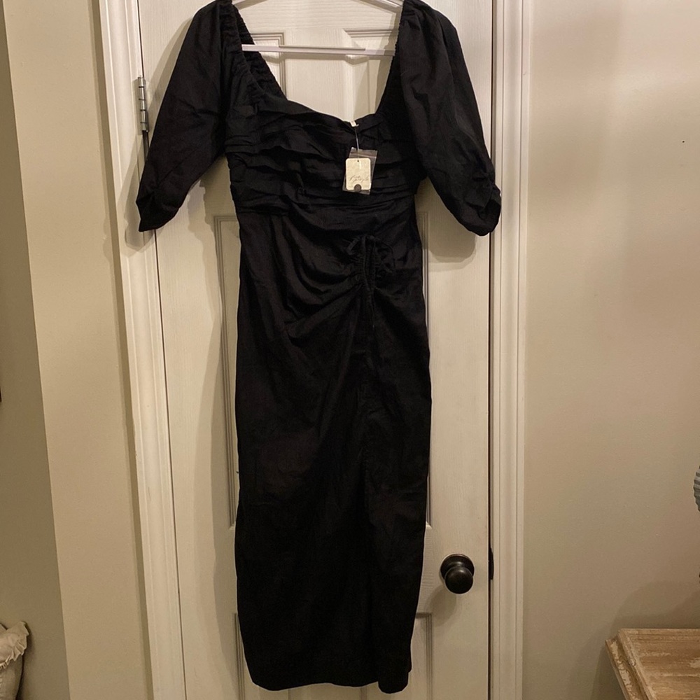 FreePeople Black MIDI Dress-SMALL